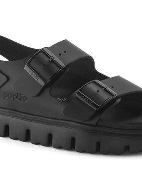 Papillio Birkenstock Black Two-Buckle Lug Sole Sandal